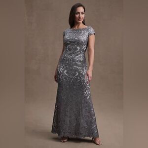 Tadashi Shoji Odette Sequin Dress Silver